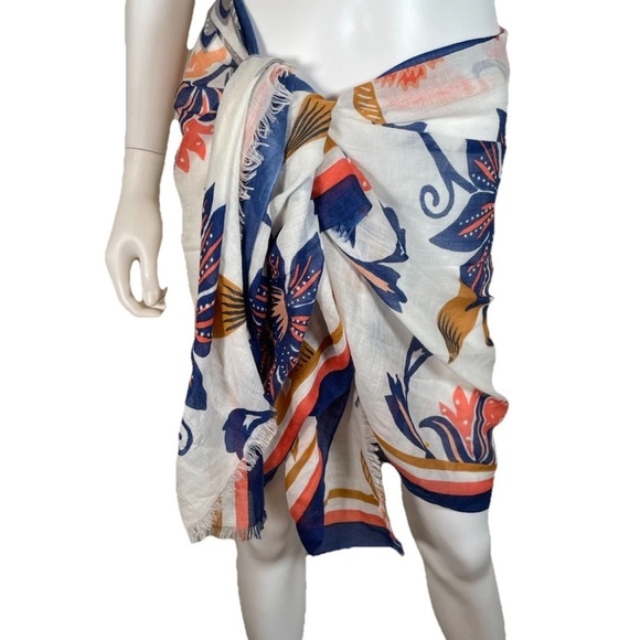 Spartina 449 Floral Gauze Scarf Sarong 26x72 Women’s Layer Lightweight multi use - Picture 2 of 10